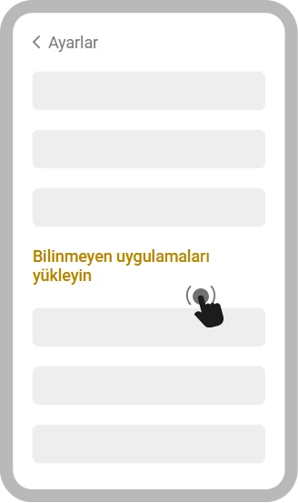 Android Ayarlar menüsü: Bilinmeyen uygulamaları yükleyin