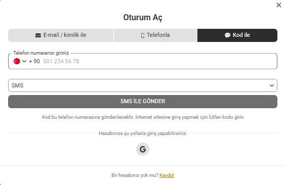 Melbet OTURUM AÇ E-mail / kimlik ile sekmesi